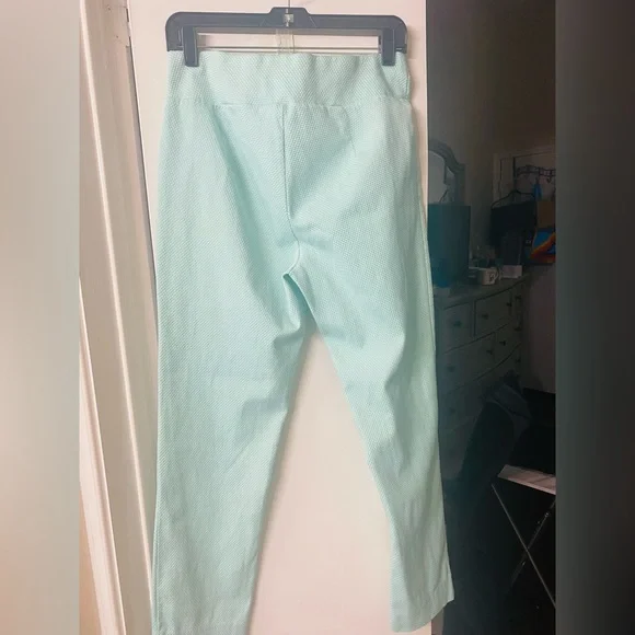 Mint Green Poppy Seed Seersucker Feel Pull Up Pant Size M Melissa Paige Crisp - Picture 5 of 10